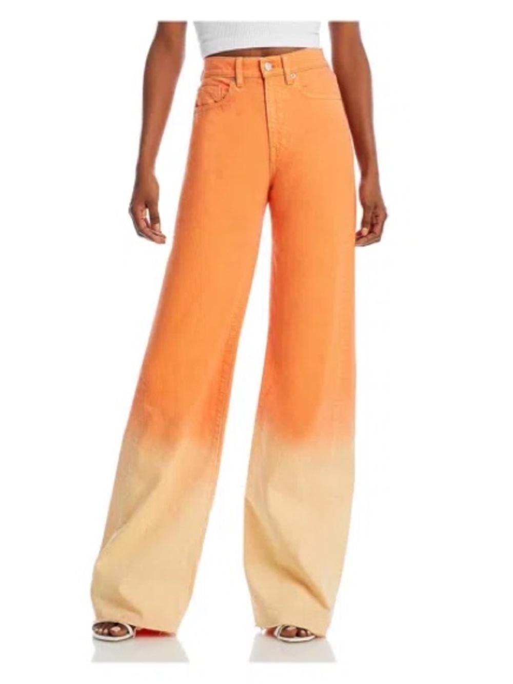 Veronica Beard Orange to Cream Wide-Leg Jeans | tagged size 30